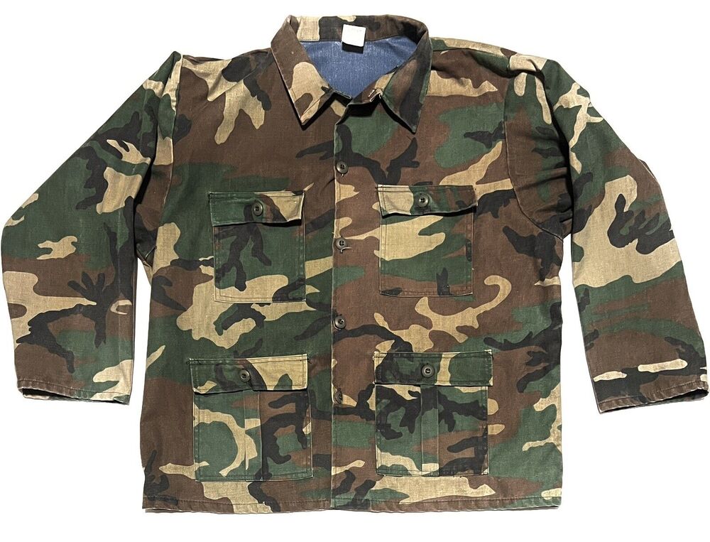 Vintage ERDL Jungle Fatigue Camo Field Jacket XXL Shirt Top 2XL XX-Large EUC